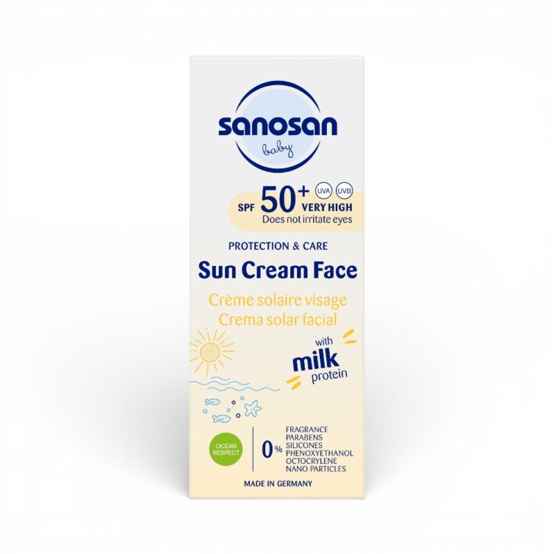 Cremă de față pentru copii cu protecție solară SPF 50+ sanosan Baby, 30 ml