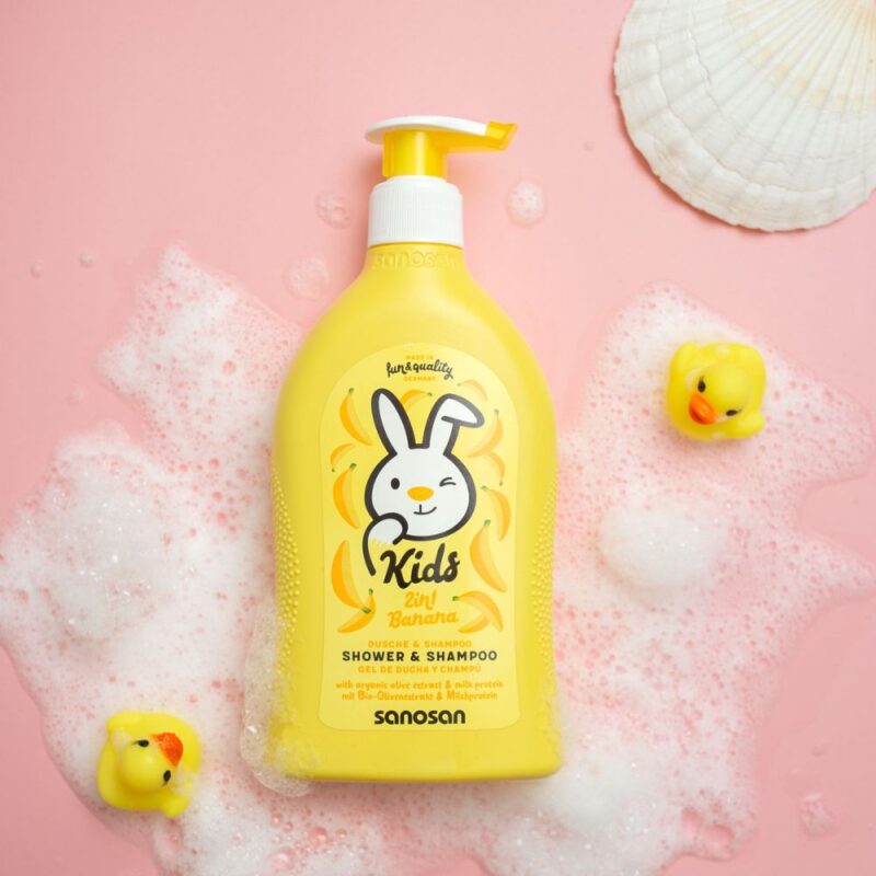 Gel de duș și șampon 2 în 1 cu aromă de banane, 400 ml, sanosan