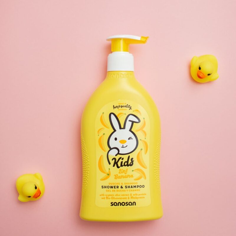 Gel de duș și șampon 2 în 1 cu aromă de banane, 400 ml, sanosan