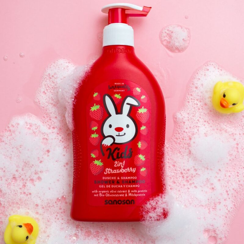 Gel de duș și șampon 2 în 1 cu aromă de căpșuni, 400 ml, sanosan